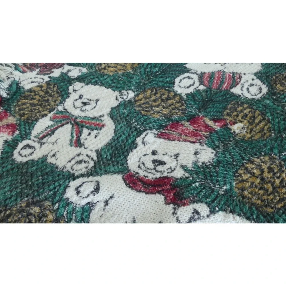 Texture Woven Printed Bear Cotton Throw Jubilee Cute Christmas Blanket 44x54
